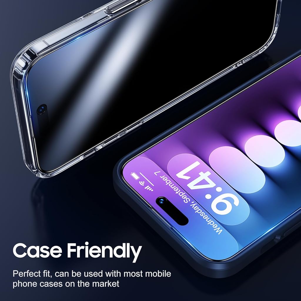 ZORBES® 2 Pack for iPhone 15 Pro Max Privacy Screen Protector Automatic Dust Removal 6.7 inch 9H Full Coverage 3PCS ZORBES® 2 Pack for iPhone 15 Pro Max Privacy Screen Protector Automatic Dust Removal 6.7 inch 9H Full Coverage 3PCS